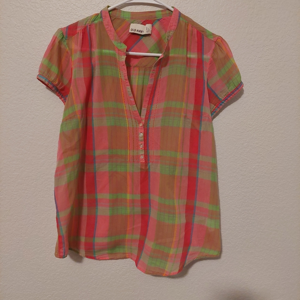 Old Navy, Large, sheer pastel stripped top